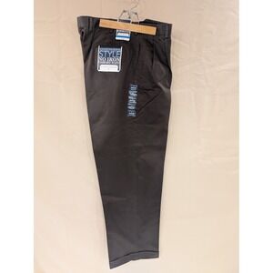 Saddlebred Mens Distinctive Style Brown Pleated No Iron Comfort Waist Pants‎ NWT